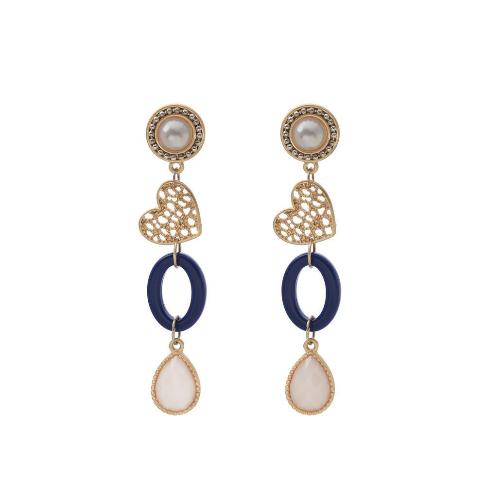 Trendy Geometric Heart Water Drop Earrings For Women With Pearl Alloy Design