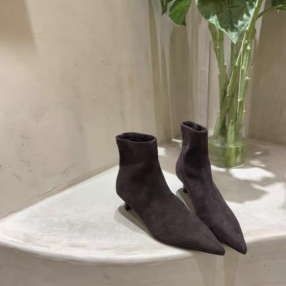 Dámské podzimní a zimní špičaté elastické módní teplé neunavující nohy dojíždění venkovní cestování boty na vysokém podpatku