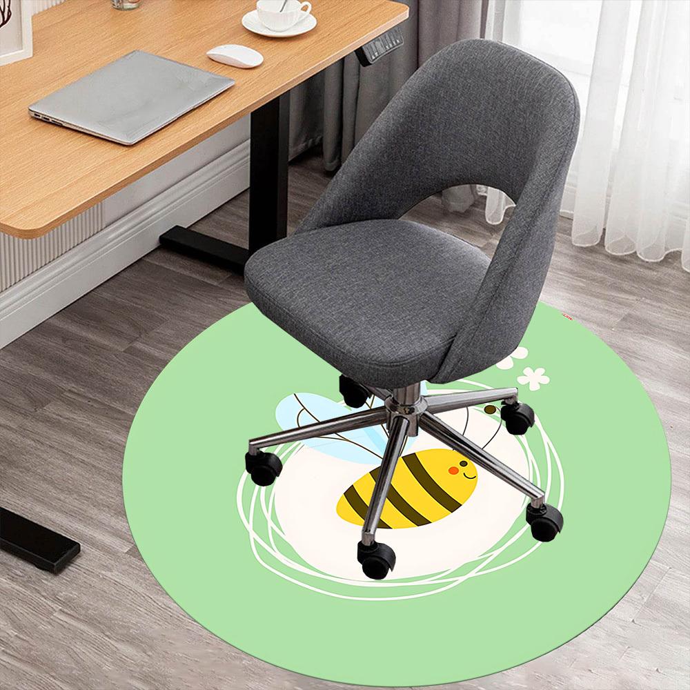 

1pc bee flower Round Chair mat Area Rug - Non-Slip, Floor Mat for Office, Bedroom, and Indoor Decor c1125506 80cm by 80cm