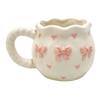 Unique Handcrafted Ceramic Coffee Mug With Bows Accent Water Drinking Cup Kitchen Dining Decoration For Daily Use