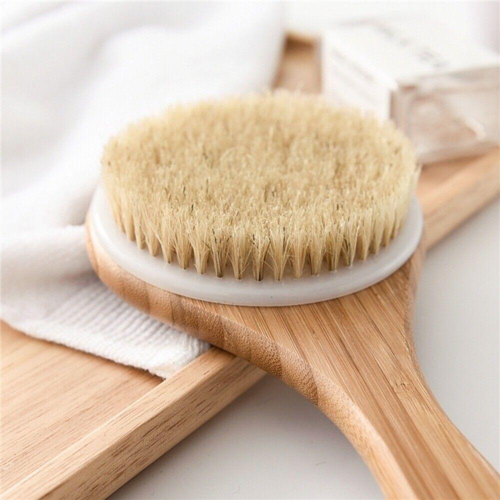 Soft Hair Swine Bristle Bath Brush Portable Shower Brush New Bamboo Bath Brush