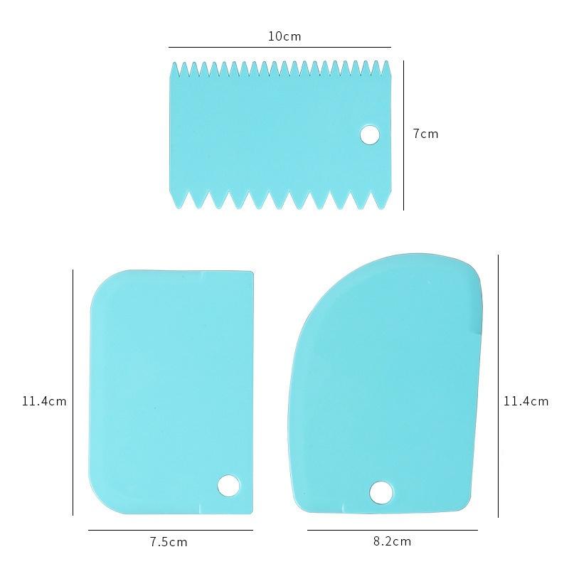 3Pcs Cream Scraper Suit Diy Kitchen Straight Arc Tooth Shape Cream Bread Cutter Plastic Cake Pasty Scraper Baking Fondant Tools
