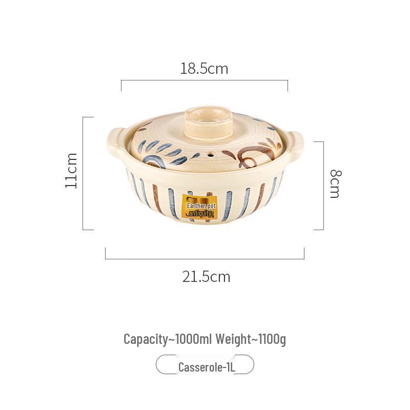 ZMR Japanese Hand-Painted Ceramic Casserole Pot