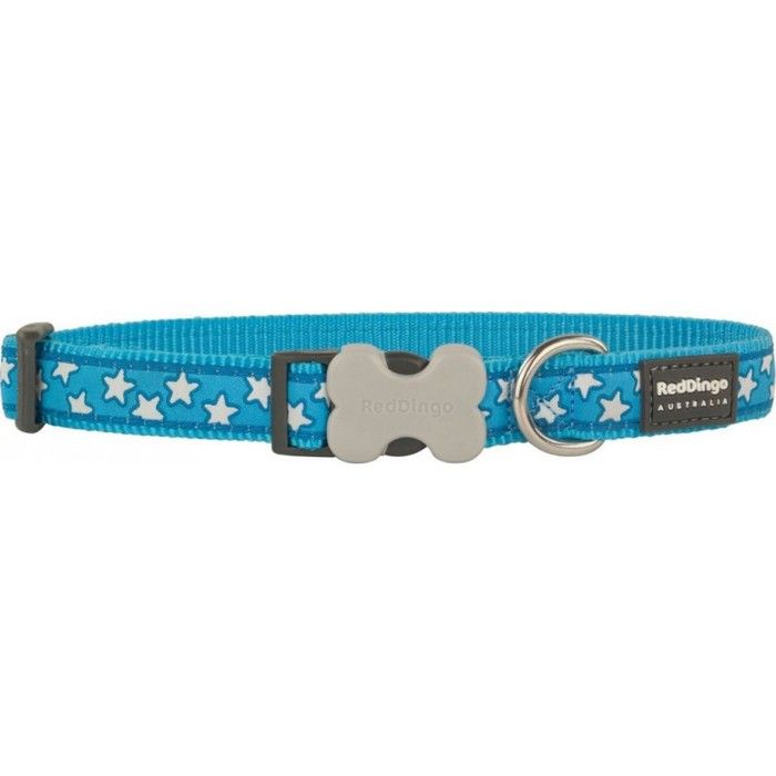 Hundehalsband - Red Dingo - Design blau weiße Sterne - Widerstandsfähig - Optimaler Komfort - Verstellbare Größe