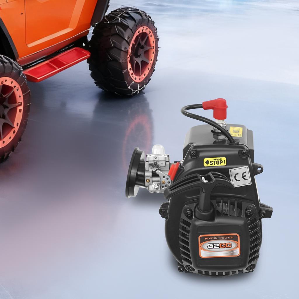 4-Loch Benzinmotor 32 ccm, Aluminium 2-Takt, Luftgekühlt, 32 ccm Hubraum, Kompakte Größe 16x15x20 cm, Leichtgewichtige Power-Maschine