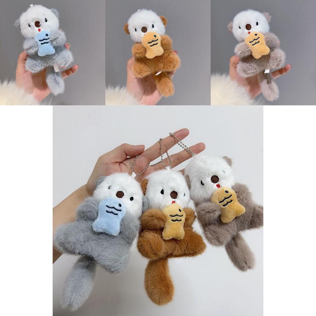 Otter Plush Toy With Short Pile Fabric And Lobster Clasp For Car And Bag Decor