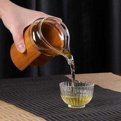1 Stück Kung Fu Tee Set Zubehör Glas Tee Pitcher Fair Cup Mit Bambusrohr Hitzebeständiger Tee Spender Chahai Teegeschirr