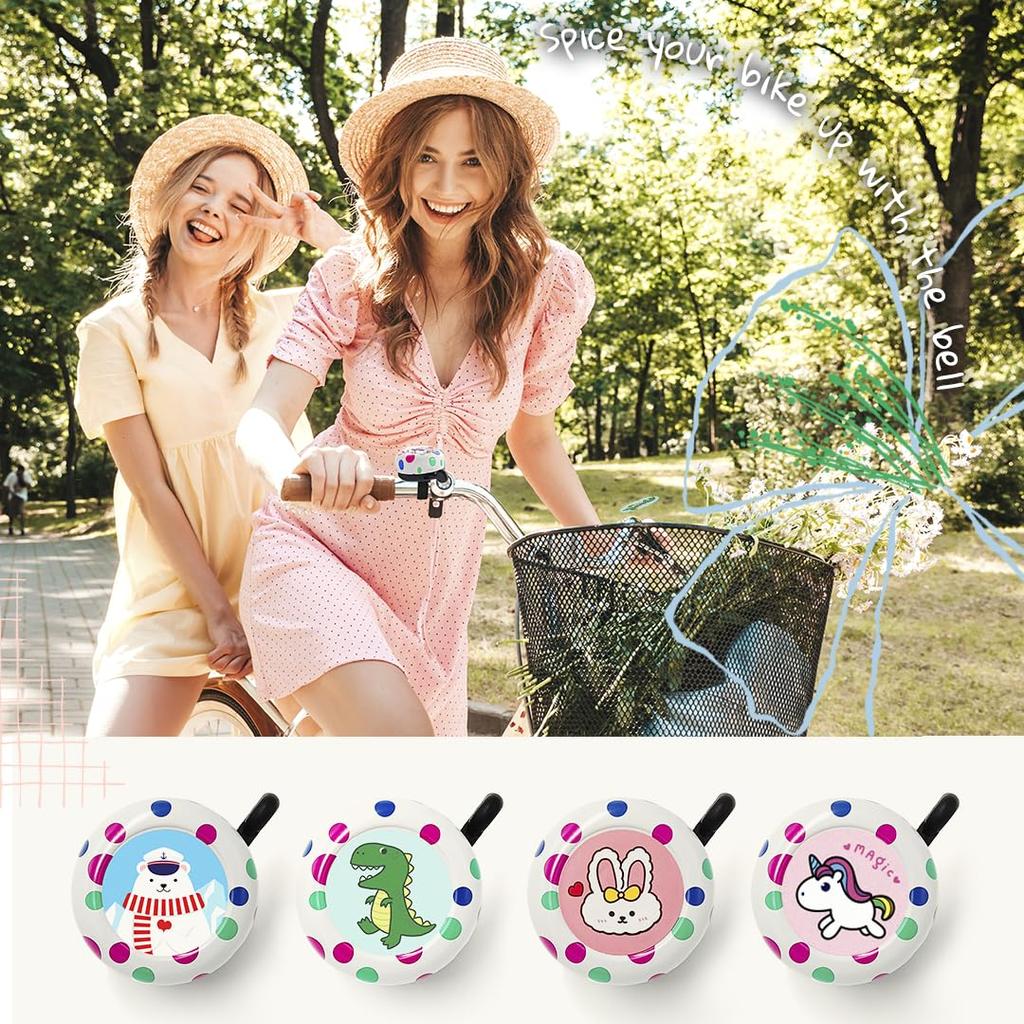 ONIPAX Loud Bicycle Bell with Colorful Animal and Cartoon Adorable for and Cycling Designs, Kids, Girls, Boys,