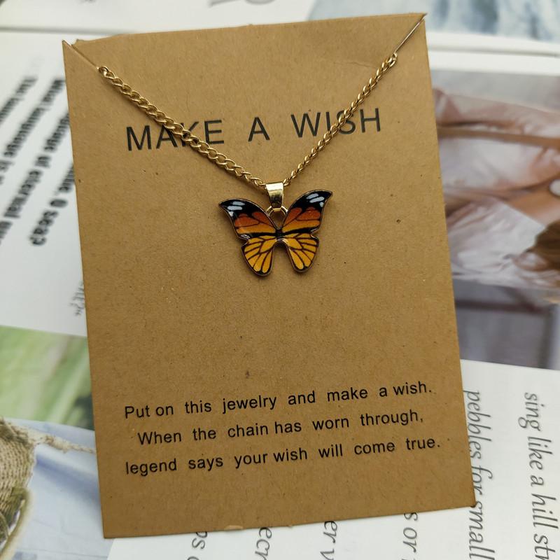 Korean Fashion Cute Butterfly Pendant Necklace for Women Golden Color Statement Necklace Zircon Gifts Wholesale Dropshipping