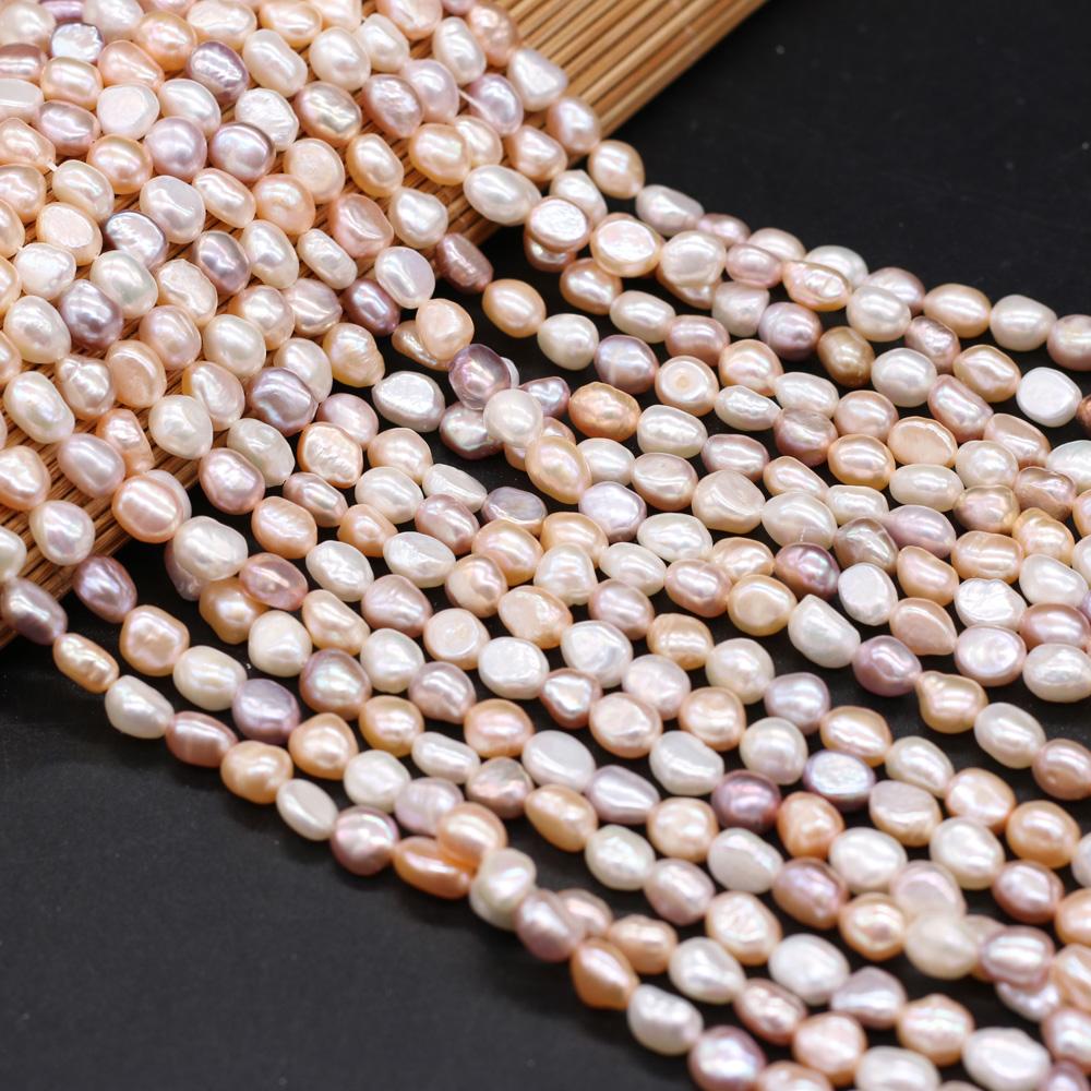 Boho Handmade Through Hole Pearl 5-6mm, Multicolor Natural Freshwater Pearls Beads for Jewelry Making DIY Necklace Accessories, Mother's Day Gift 36cm