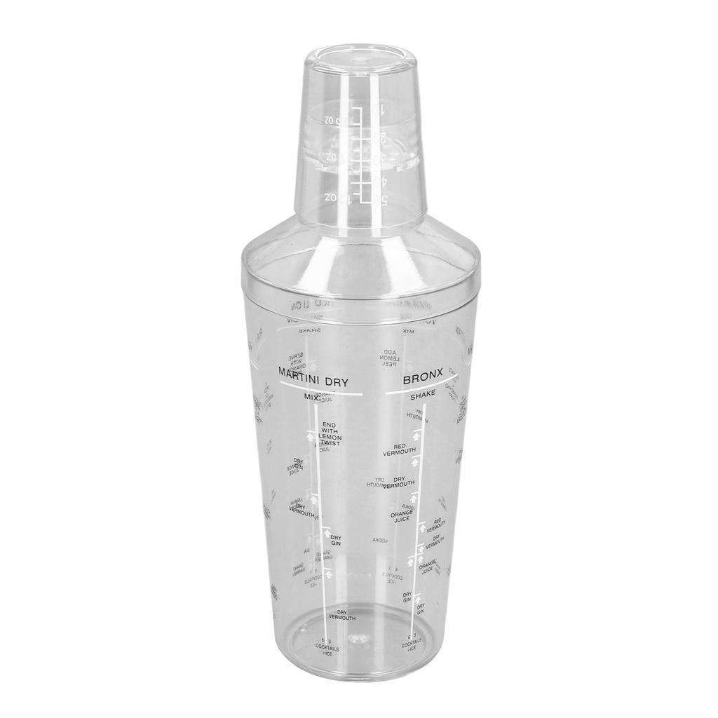 Cocktail Shaker Transparent Drop Resistant Wine Mixer Shaker with Scale for Bar Restaurant Party 530ML