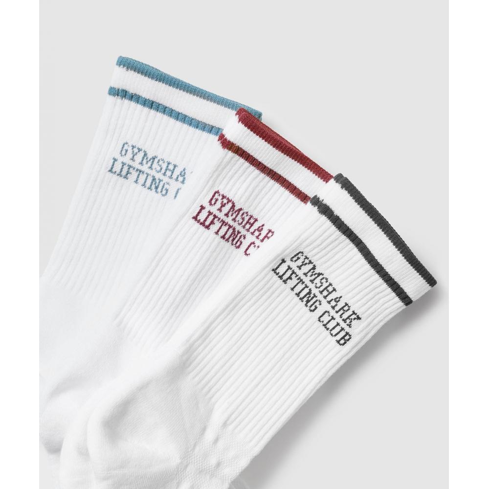 Gymshark Lifting Club Stripe 3 buc Seturi Alb Negru Albastru Clasic Roșu I1c2m Wdwc