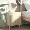 Nightstand with Solid Wood Legs Sonoma Oak 40 x 30 x 50 cm