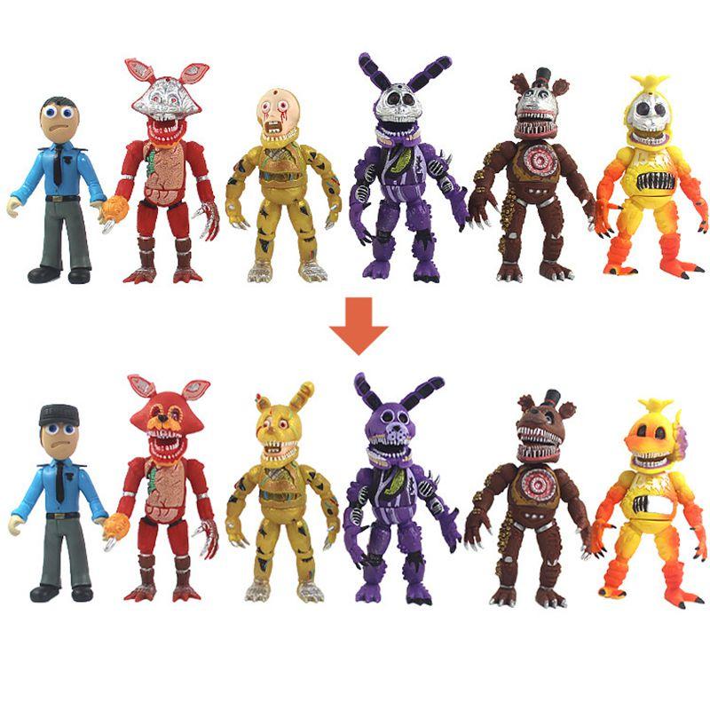 Fnaf Five 6pcs Nights At Freddys Light Up Action Figures Facechanging Toys