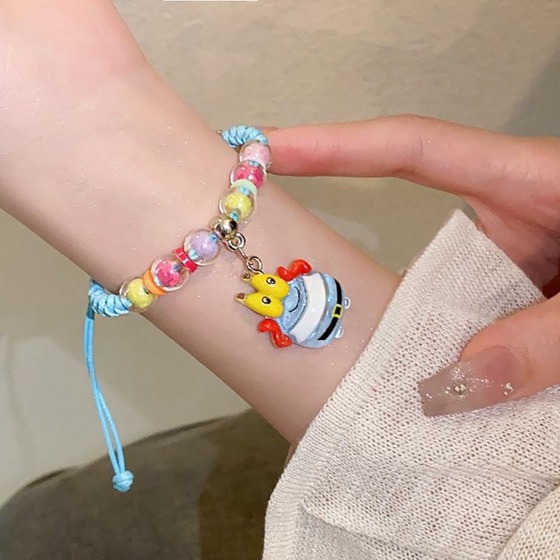 Adjustable Acrylic Cartoon Character Pendant Bracelet Braided Rope Bracelet Jewelry Friendship Bracelets for Girls Women