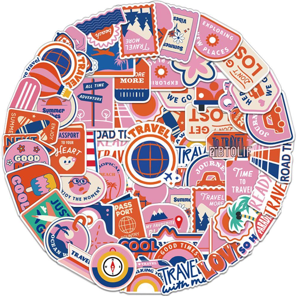 50-Pack Creative Travel Cartoon Stickers for Journals and DIY Phone Cases