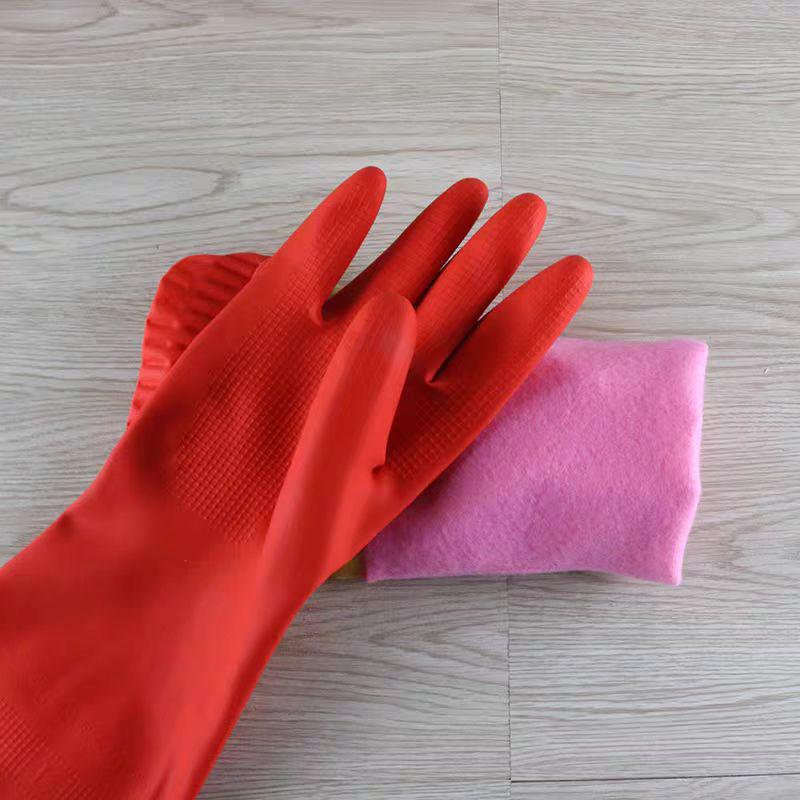 Extended Waterproof Latex Kitchen Gloves for Dishwashing and Cleaning