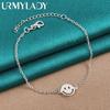 925 Sterling Silver Round Smiling Face 20cm Bracelet for Women Wedding Engagement Fashion Charm Jewelry