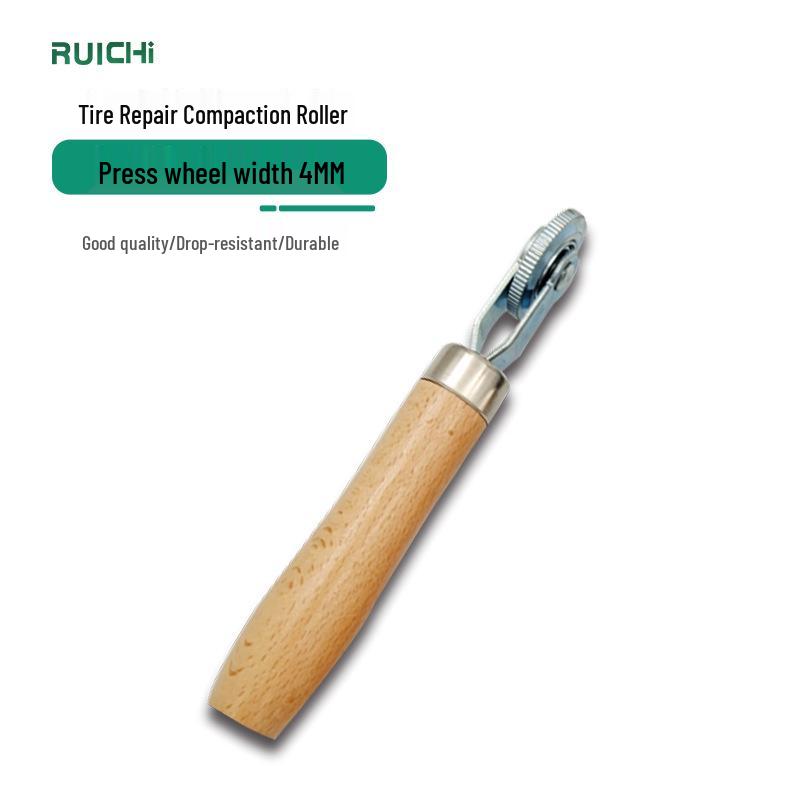 Wooden Handle Tire Repair Compaction Roller - 7mm Rubber Cold Patch Tool