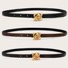 Women’s AdjustableLeather Belt With Rose Button Slender Design For Jeans And Pants