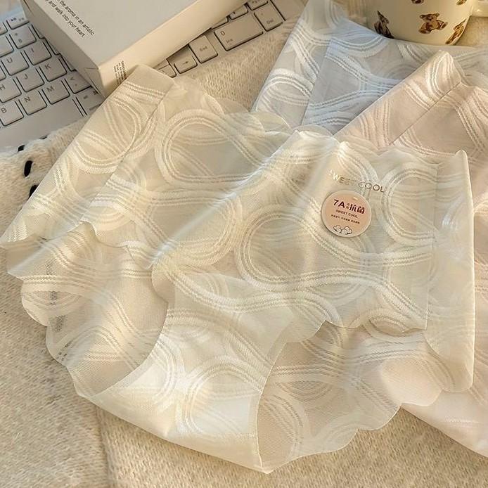 Dámské krajkové bezešvé spodní prádlo Dámské letní spodní prádlo se středním pasem z čisté bavlny 7A Antibakteriální spodní prádlo s prodlouženým klínem