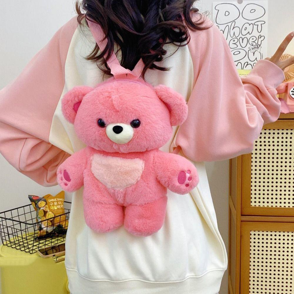 

3D Plush Bear Backpack Multicolour Bear Animal Bag Fashion Plush Shoulders Bag Kids коричневий
