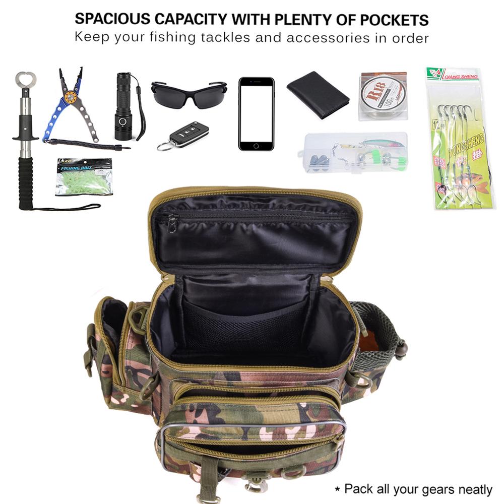 Portable Fishing Tackle Bag Outdoor Single Shoulder Fishing Waist Fanny Pack Bag Fishing Lures Tackle Utility Storage