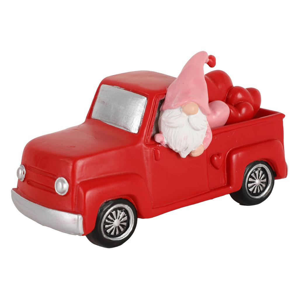 Valentine Rustic Farm Truck Gnomes Ornaments Resin Gnome Figurines Decorations for Him Her Gifts Cute Holiday Table Home Decor