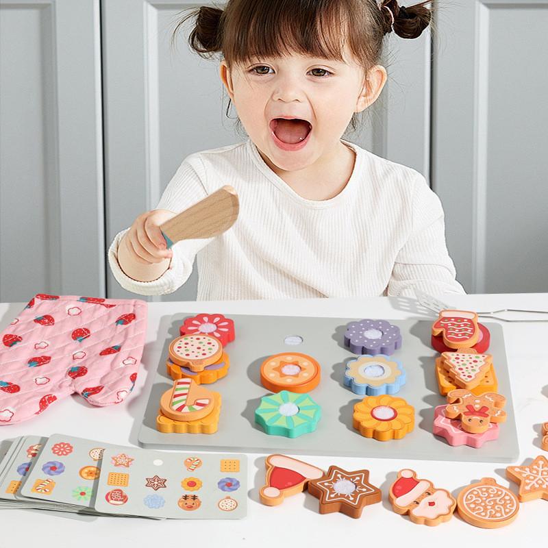Kitchen Wooden Child Playset With Baking Cookies Parent Child Toy Interactive