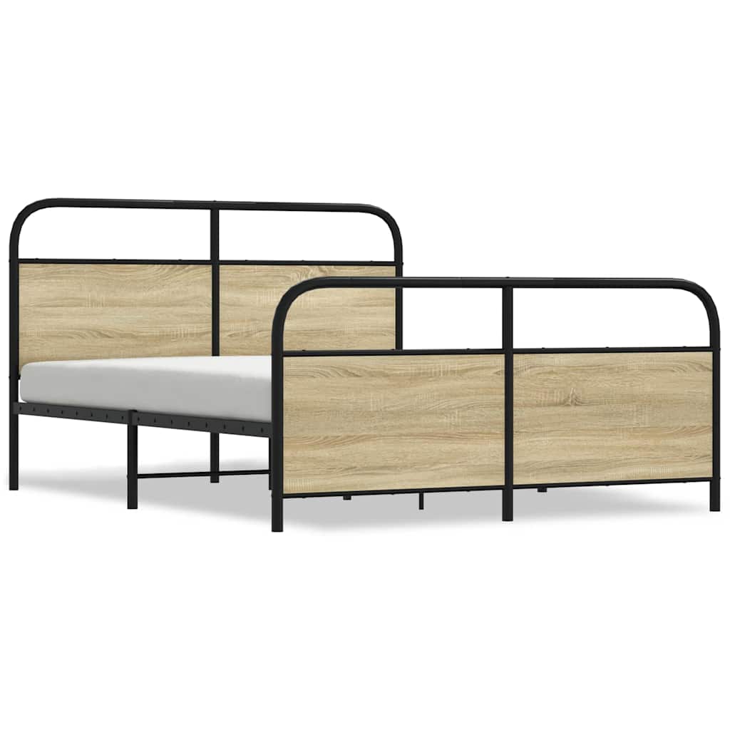 Vidaxl Metal Bed Frame, Without Mattress, Sonoma Oak, 160X200 Cm