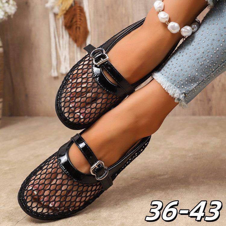 Women s Plus Size Breathable Mesh Flat Sandals - Mary Jane Style 37