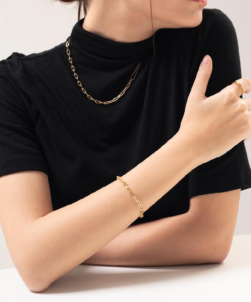 Jnui Dual Chain Bracelet 14K Gold Plated