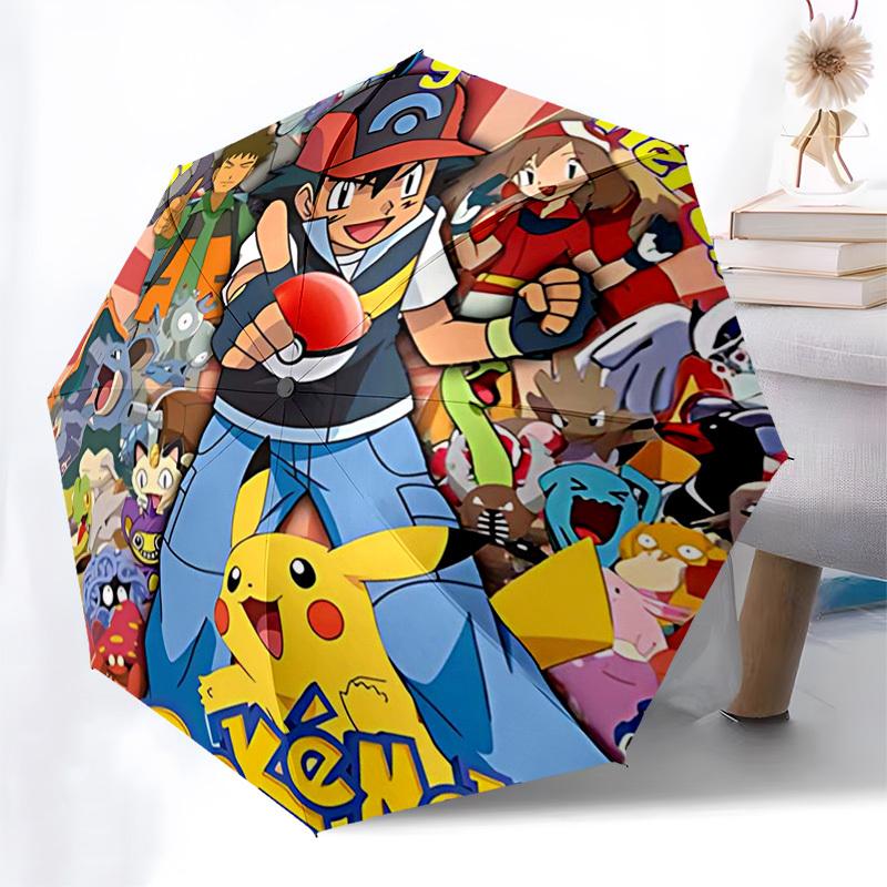 

1pc Pokémon Pikachu Umbrella - Automatic Opening & Closing, Portable 3-Fold Design, 8-Rib Iron Frame, Outdoor Umbrella, Perfect Gift for Fans, Travele