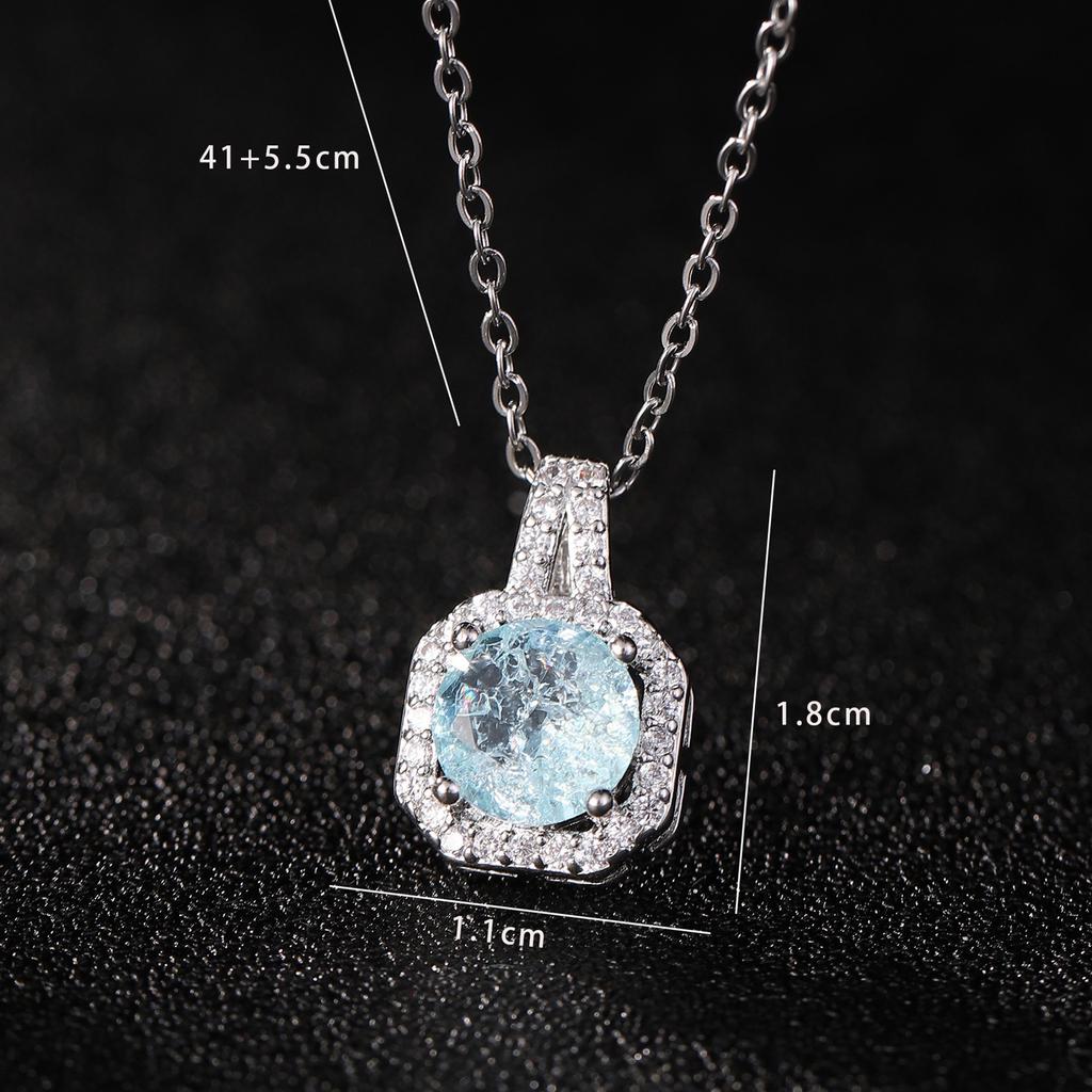 Stainless Steel Necklaces Pendants For Women Cubic Zirconia Yellow Square Stone White Gold Plated Wedding Engagement