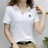 Polo Shirt for Women In Summer Short-sleeved T-shirt New Fashionable Women's V-neck Age-reducing Casual Lapel Top Large Size
