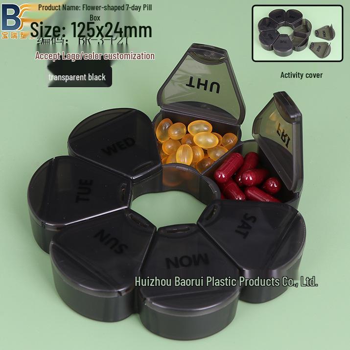 7-Day Round Petal Pill Box: Compact 7-Grid Medicine Organizer for Travel
