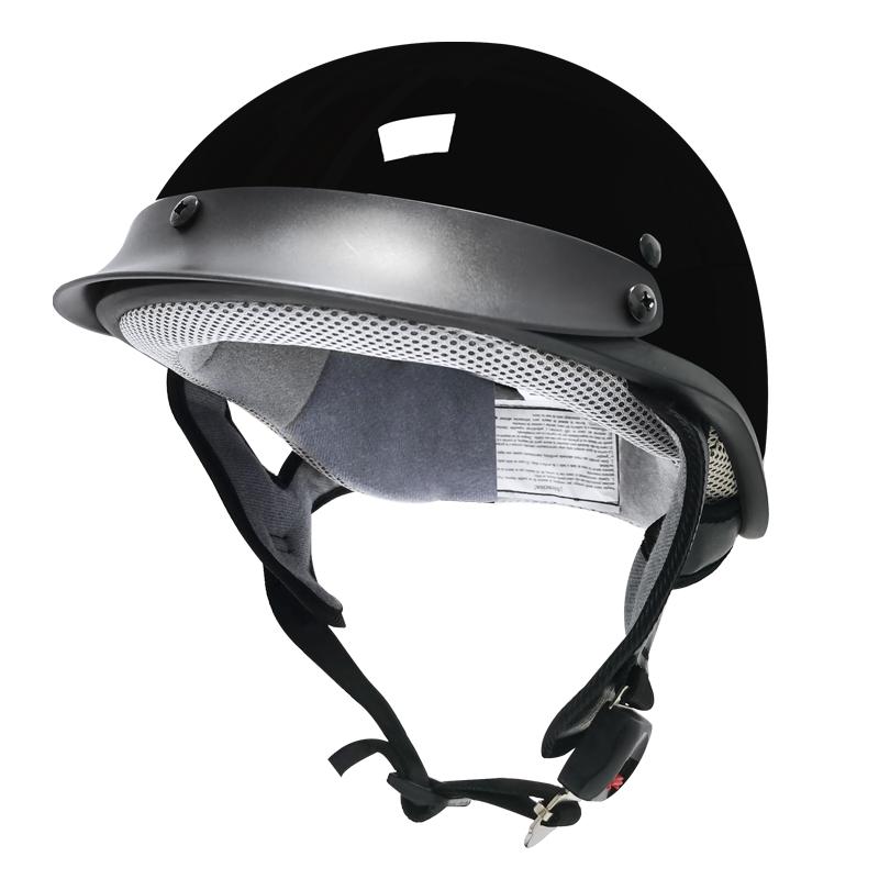 Virtue New Black ABS Motorcycle & Bicycle Safety Helmet Dot Approved Half Face Helmet Retro Design