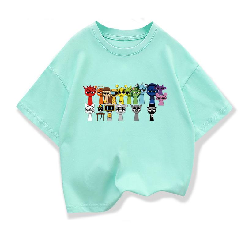 Summer Short Sleeve Tops Cute Sprunki Cartoon Print T Shirt Kids Leisure  T-shirt Baby Girls Tshirt Toddler Boys