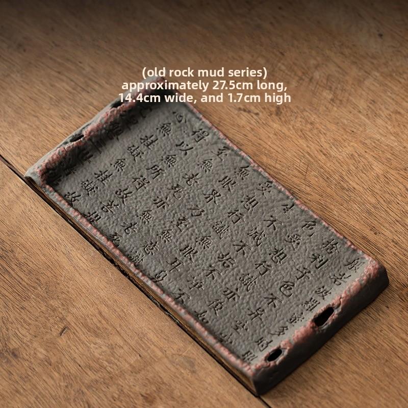 Handmade Rock Texture Tea Tray Dry Brew Chapan Coarse Pottery Chinese Zen Style for Gongfu Tea Ceremony Desktop Board