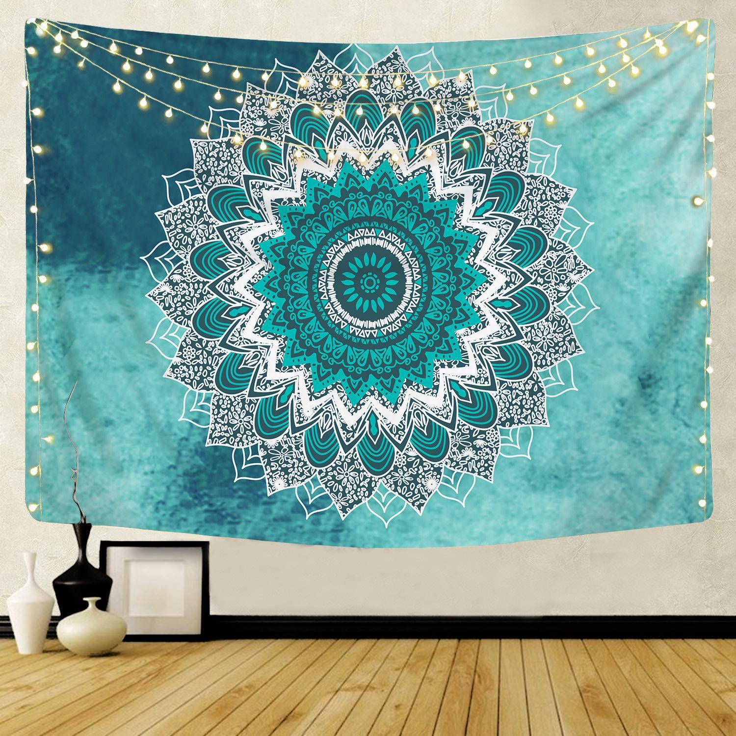 

VIKAMA Blue And White Mandala Tapestry Bohemian Style Living Room Bedroom Wall Decoration Tapestry Room Decoration 75x100cm(2.5X3.3FT