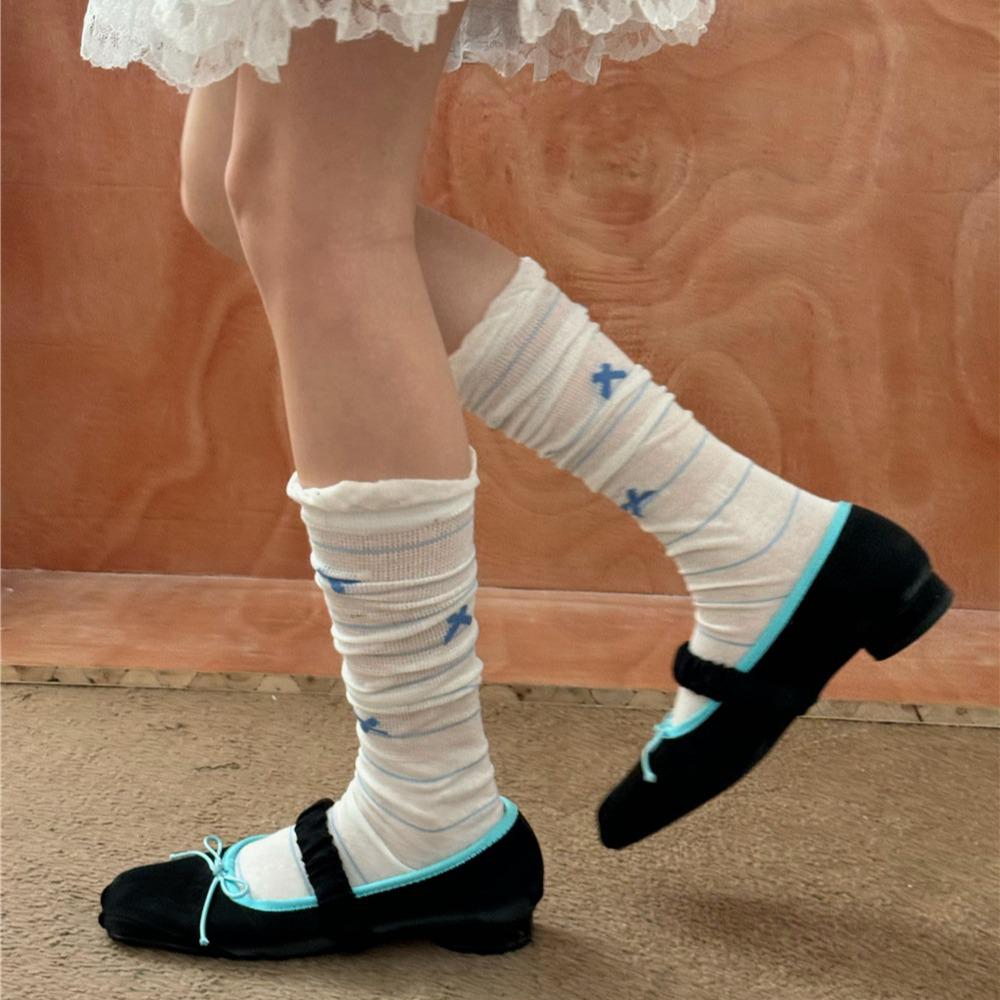 IOULOR Japanese Lace Ballet-Style Bubble Bow Calf Socks - Summer 2025 Collection