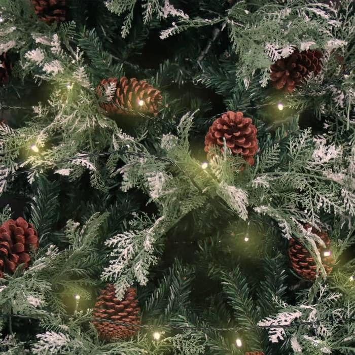 Maison Exclusive - Sapin de Noël pré-éclairé pommes de pin vert blanc 195cm PVC PE