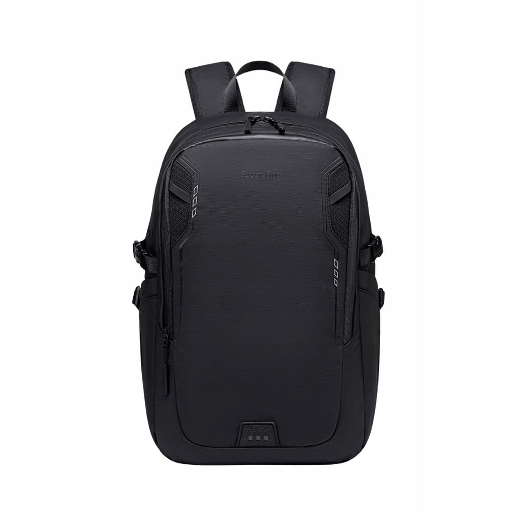 Czarny plecak miejski młodzieżowy, do pracy i podróży, 22 l, na laptopa 15,6", wodoodporny. super five fb700 black.