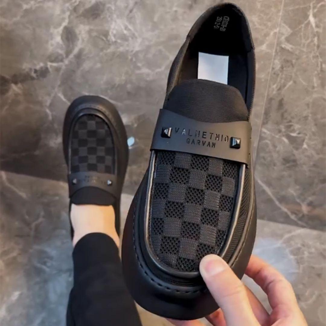 

Fashion British Men Casual Lazy Shoes Business Slip On Bean Shoes Male Flat Shoes Platform Dress Man Leather Shoe Summer Autumn Loafers 39 чёрный