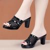 Women's Slippers And Ladies Sandals Heeled Shoes Black Job Slides Round Toe Fish Original Cheap Premium Korea Style 39 Pvc