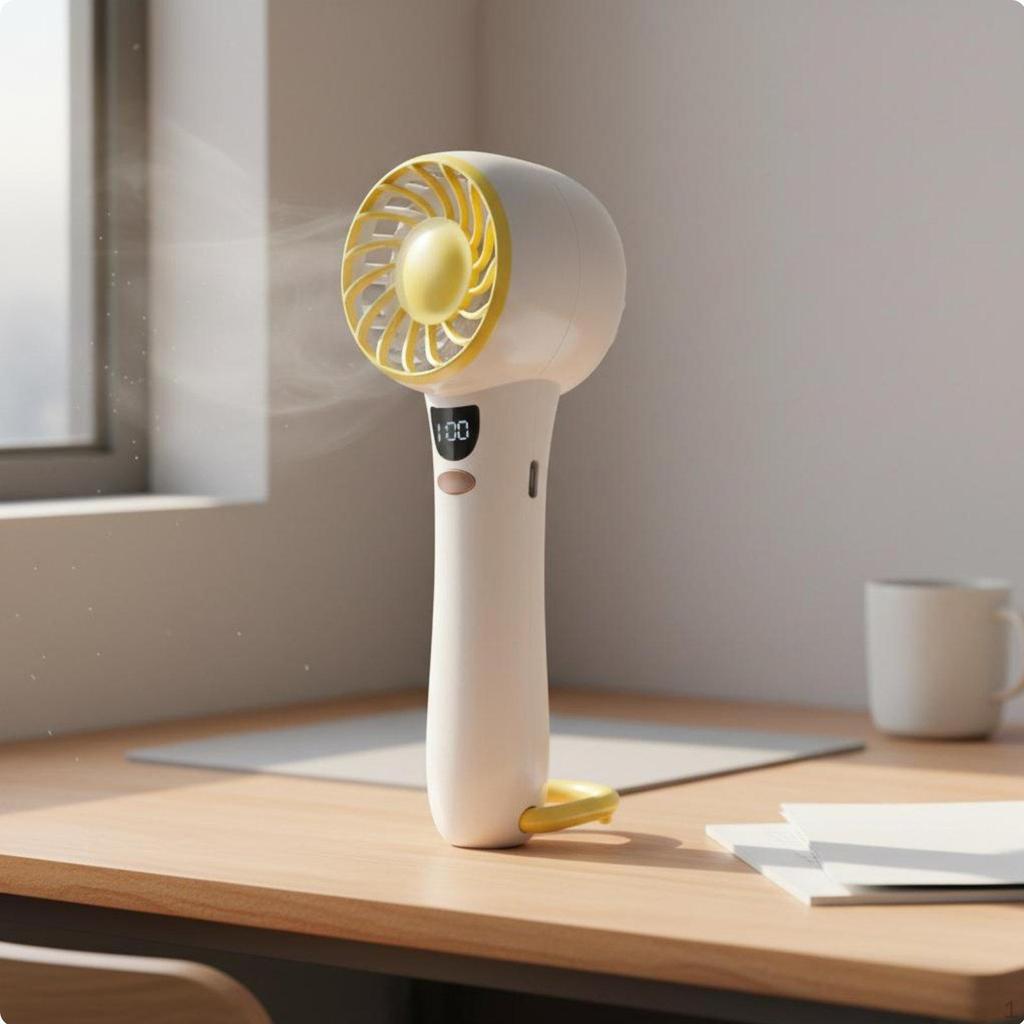 Digital Display Mini Fan Portable Handheld Personal Adjustable Speed Settings for Office