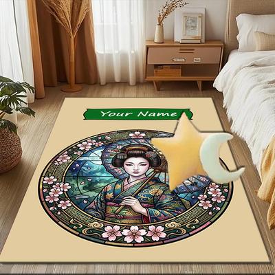 1PC Custom Name Geisha Glass Theme Floor Mat Ideal for Living Room, Game Rooms, Office, Bedroom,Floor Mat Playful Design
