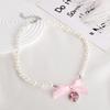 Romantic Pink Love Bow Pearl Necklace Female Niche Design Sense Sweet Pure Desire Neck Chain Collarbone Chain