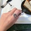 Stylish Korean Retro Geometric Open Adjustable 925 Sterling Silver Ring For Women