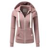 Ladies Floral Autumn Outwear Hoodie Long Sleeve Zipper Coat Sports Top with Pockets